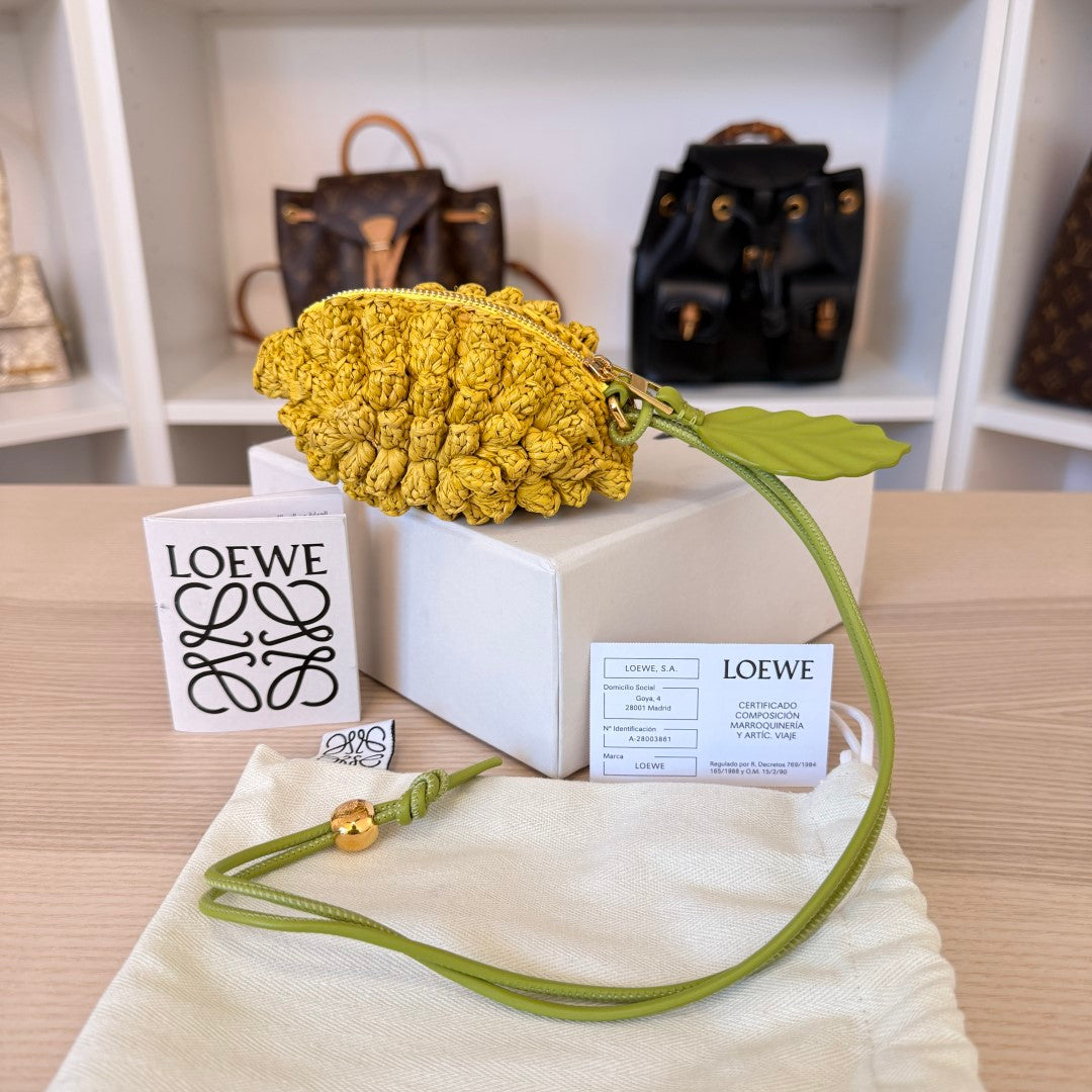 Loewe x Paula’s Ibiza 4FA Lemon Raffia Coin Case