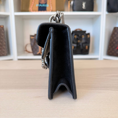Gucci GG Supreme Monogram Suede Crystal Small Dionysus Shoulder Bag Black