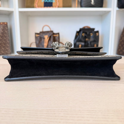 Gucci GG Supreme Monogram Suede Crystal Small Dionysus Shoulder Bag Black