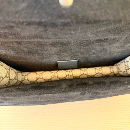 Gucci GG Supreme Monogram Suede Crystal Small Dionysus Shoulder Bag Black
