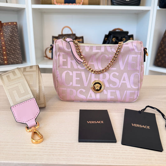 Versace Shoulder Bag Small Fabric Pink / Gold