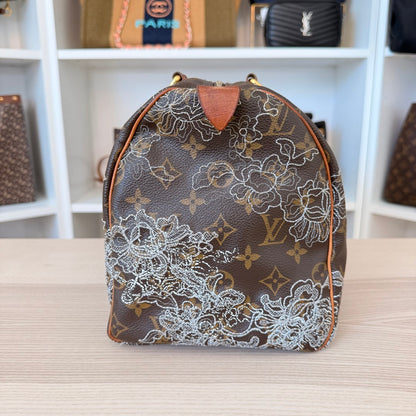 Louis Vuitton Limited Edition Monogram Dentelle Speedy 30 Silver Collector's Item