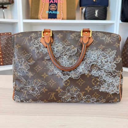 Louis Vuitton Limited Edition Monogram Dentelle Speedy 30 Silver Collector's Item