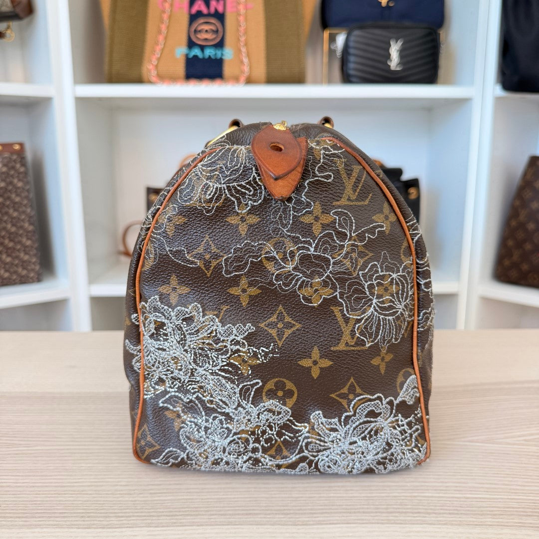 Louis Vuitton Limited Edition Monogram Dentelle Speedy 30 Silver Collector's Item