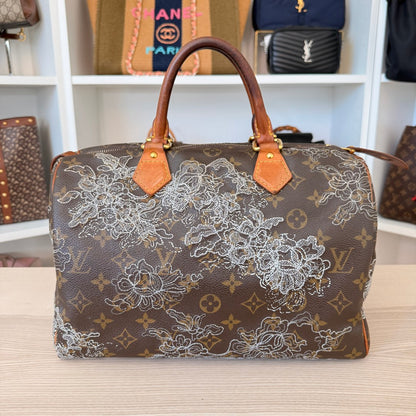 Louis Vuitton Limited Edition Monogram Dentelle Speedy 30 Silver Collector's Item
