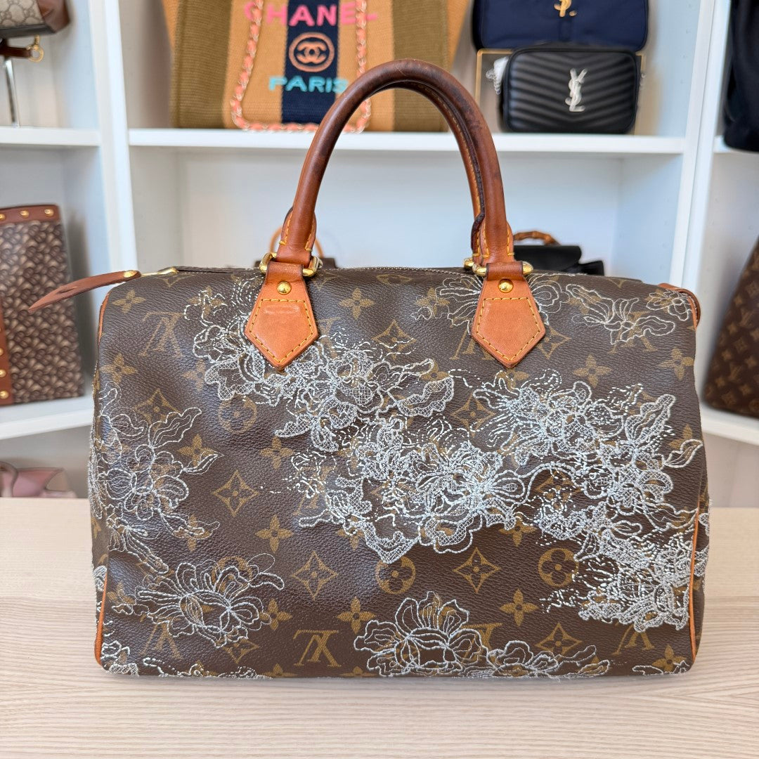 Louis Vuitton Limited Edition Monogram Dentelle Speedy 30 Silver Collector's Item