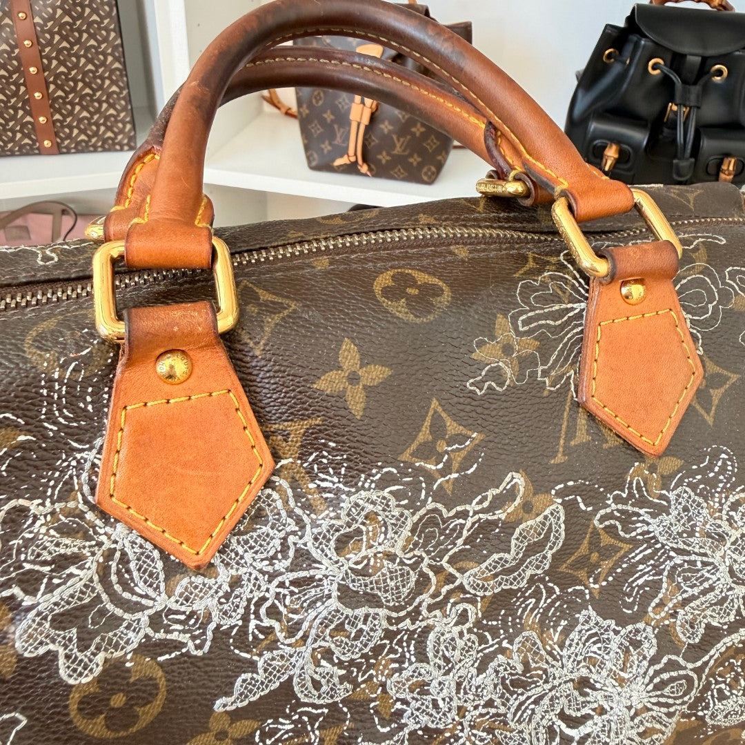 Louis Vuitton Limited Edition Monogram Dentelle Speedy 30 Silver Collector's Item
