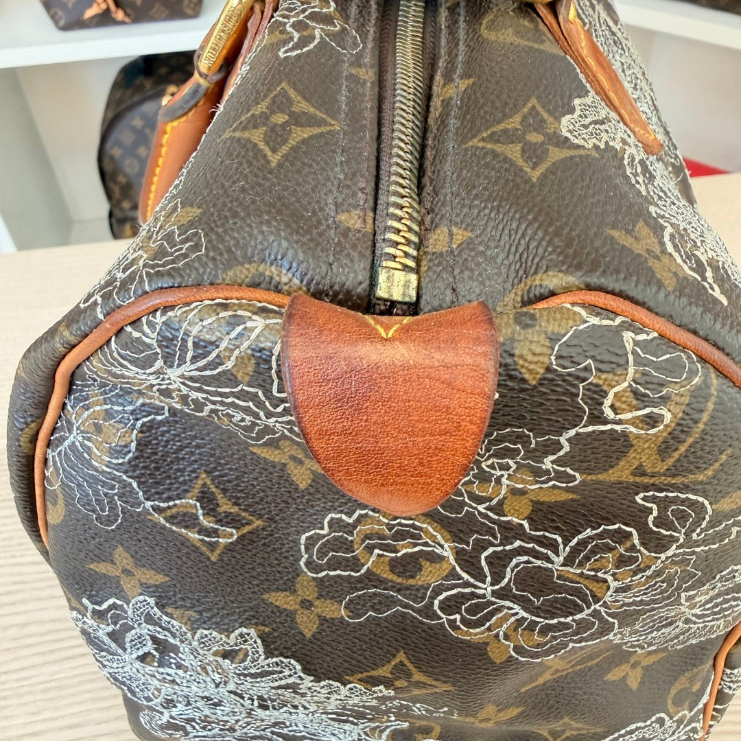 Louis Vuitton Limited Edition Monogram Dentelle Speedy 30 Silver Collector's Item