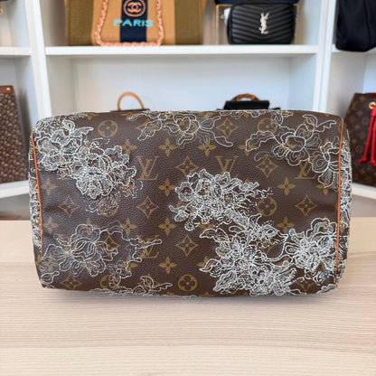 Louis Vuitton Limited Edition Monogram Dentelle Speedy 30 Silver Collector's Item