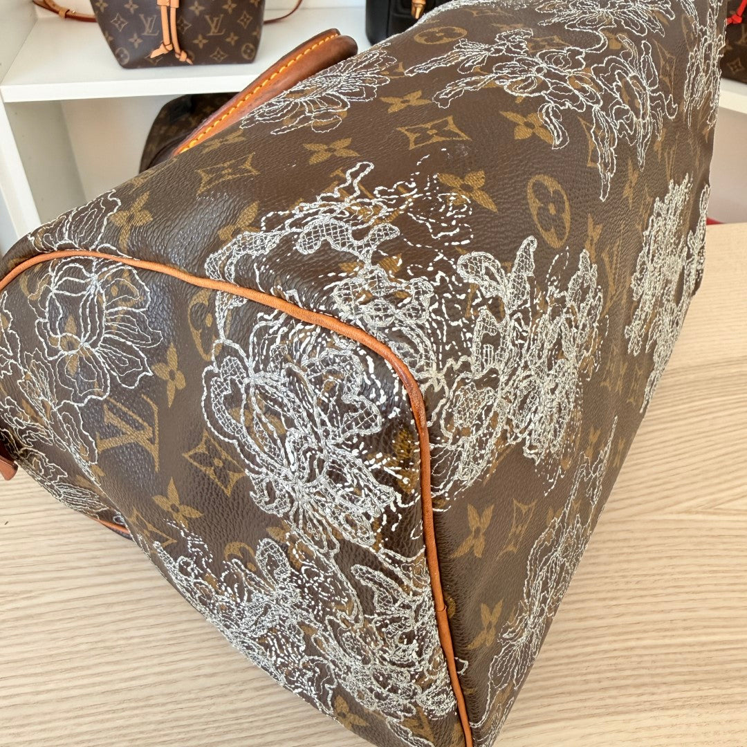 Louis Vuitton Limited Edition Monogram Dentelle Speedy 30 Silver Collector's Item