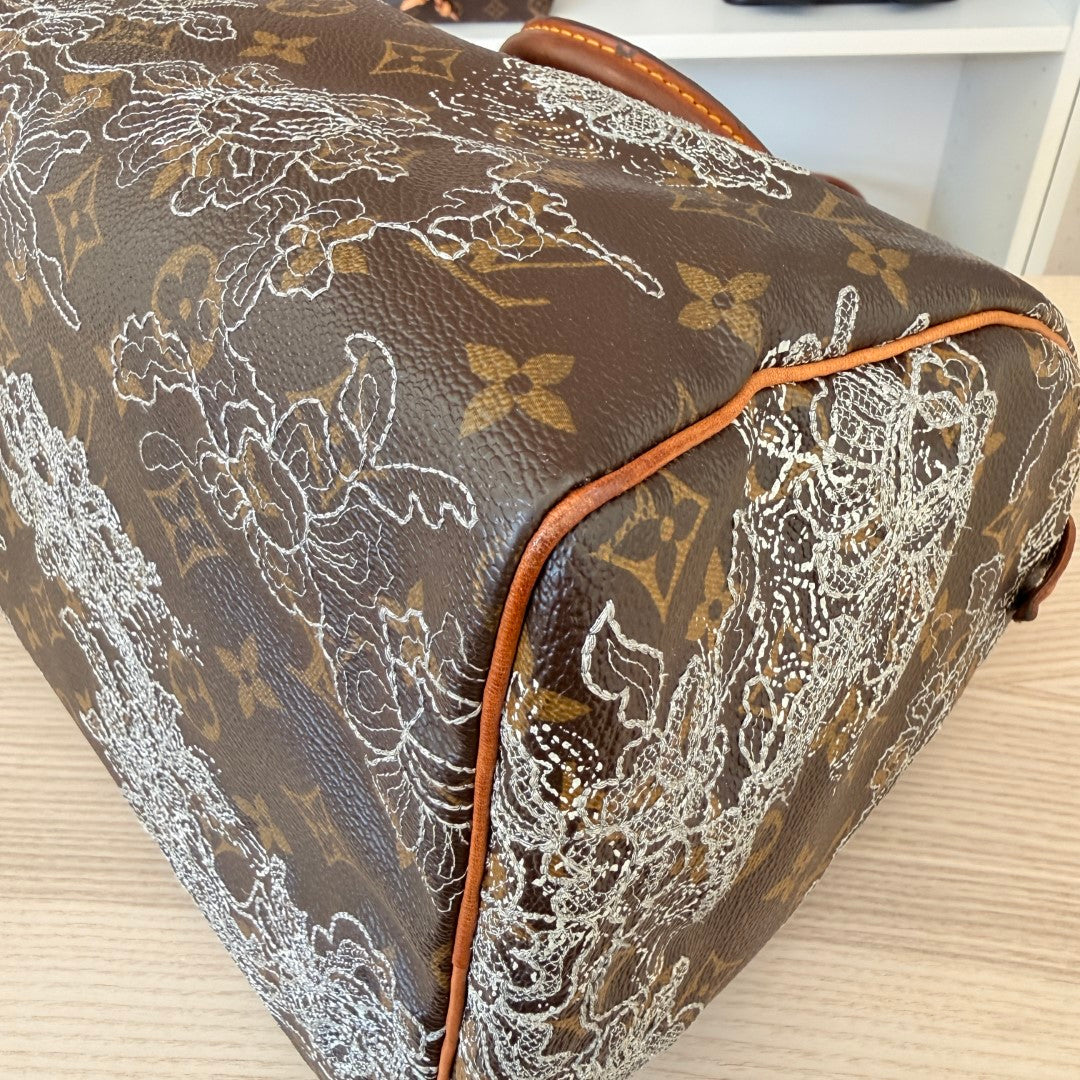 Louis Vuitton Limited Edition Monogram Dentelle Speedy 30 Silver Collector's Item
