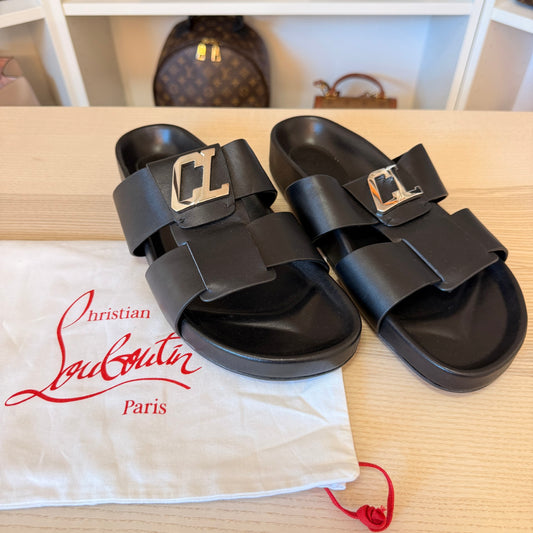 Christian Louboutin Dhabubizz Logo Plaque Sandals Size 42