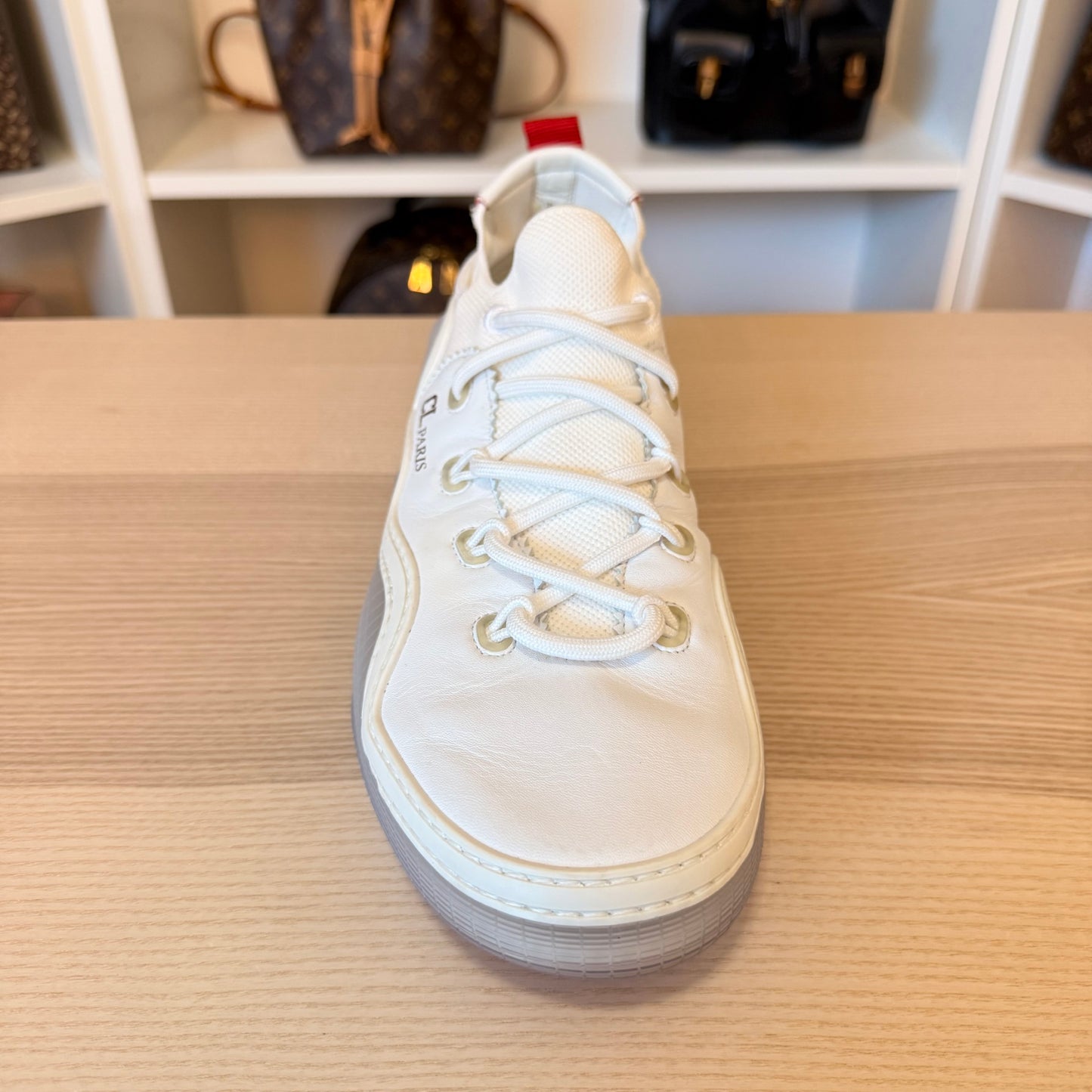 Christian Louboutin Arpoador White Leather Drawstring Low Top Sneakers 42.5