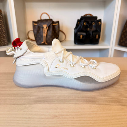 Christian Louboutin Arpoador White Leather Drawstring Low Top Sneakers 42.5