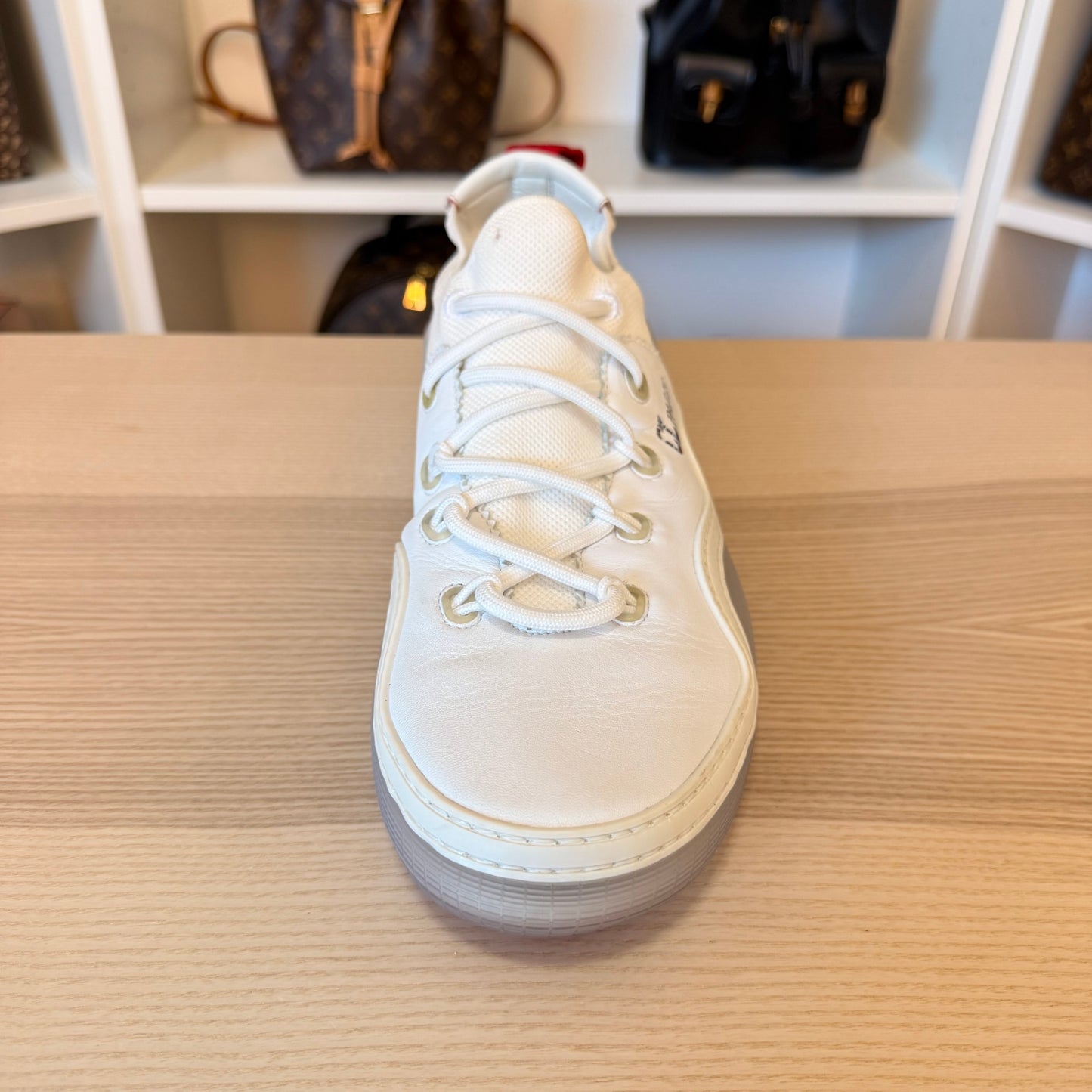 Christian Louboutin Arpoador White Leather Drawstring Low Top Sneakers 42.5