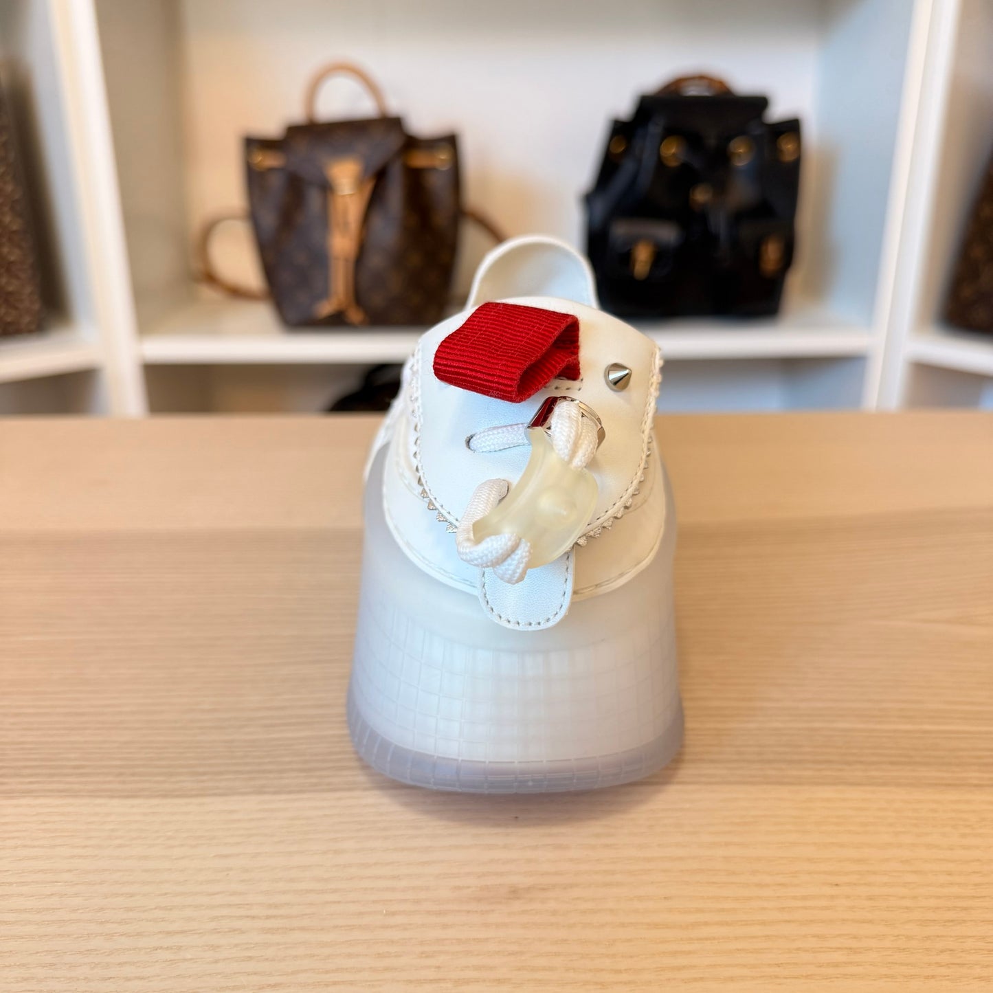 Christian Louboutin Arpoador White Leather Drawstring Low Top Sneakers 42.5
