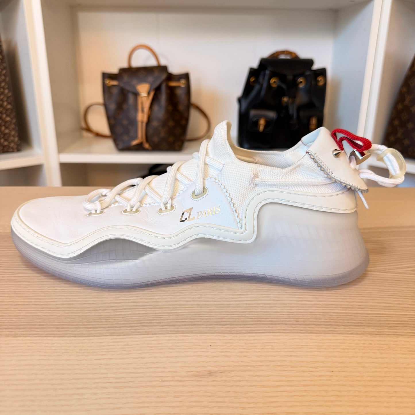Christian Louboutin Arpoador White Leather Drawstring Low Top Sneakers 42.5