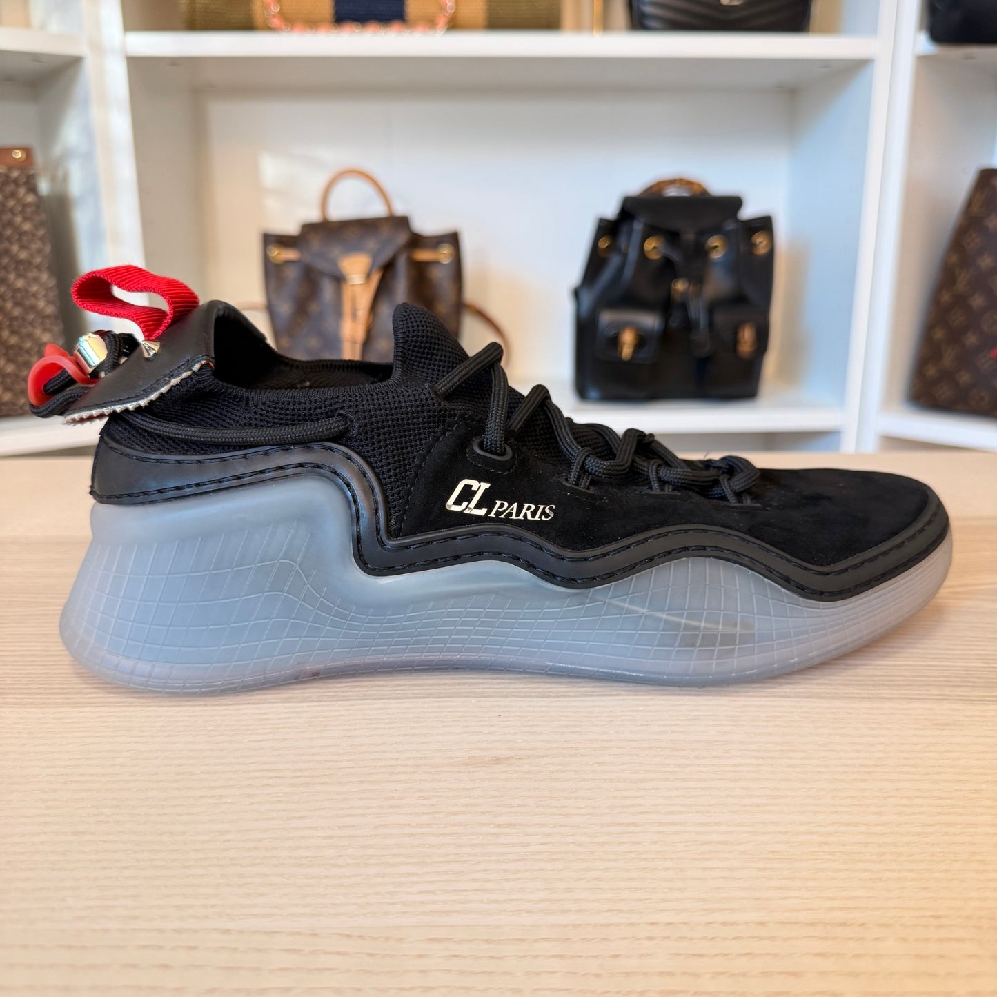 Christian Louboutin Arpoador Black Leather Drawstring Low Top Sneakers Size 42.5/ Size 9