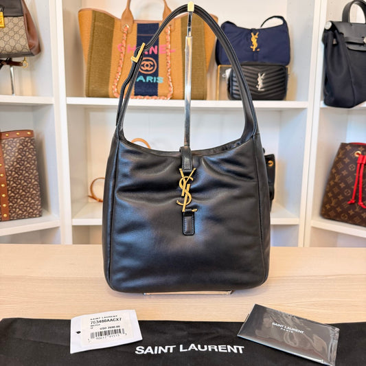 Saint Laurent YSL Padded Lambskin Small Le 5 A 7 Supple Hobo Black