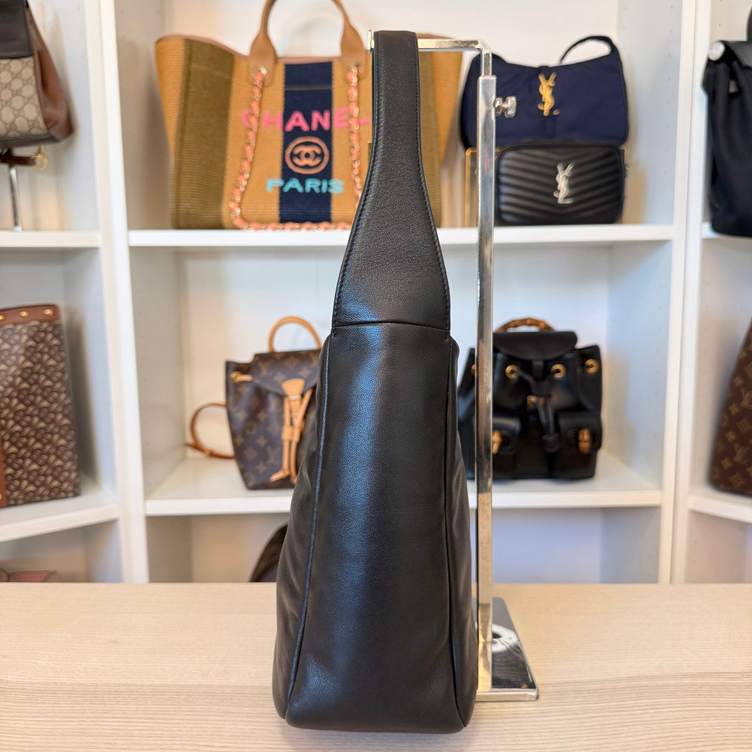 Saint Laurent YSL Padded Lambskin Small Le 5 A 7 Supple Hobo Black