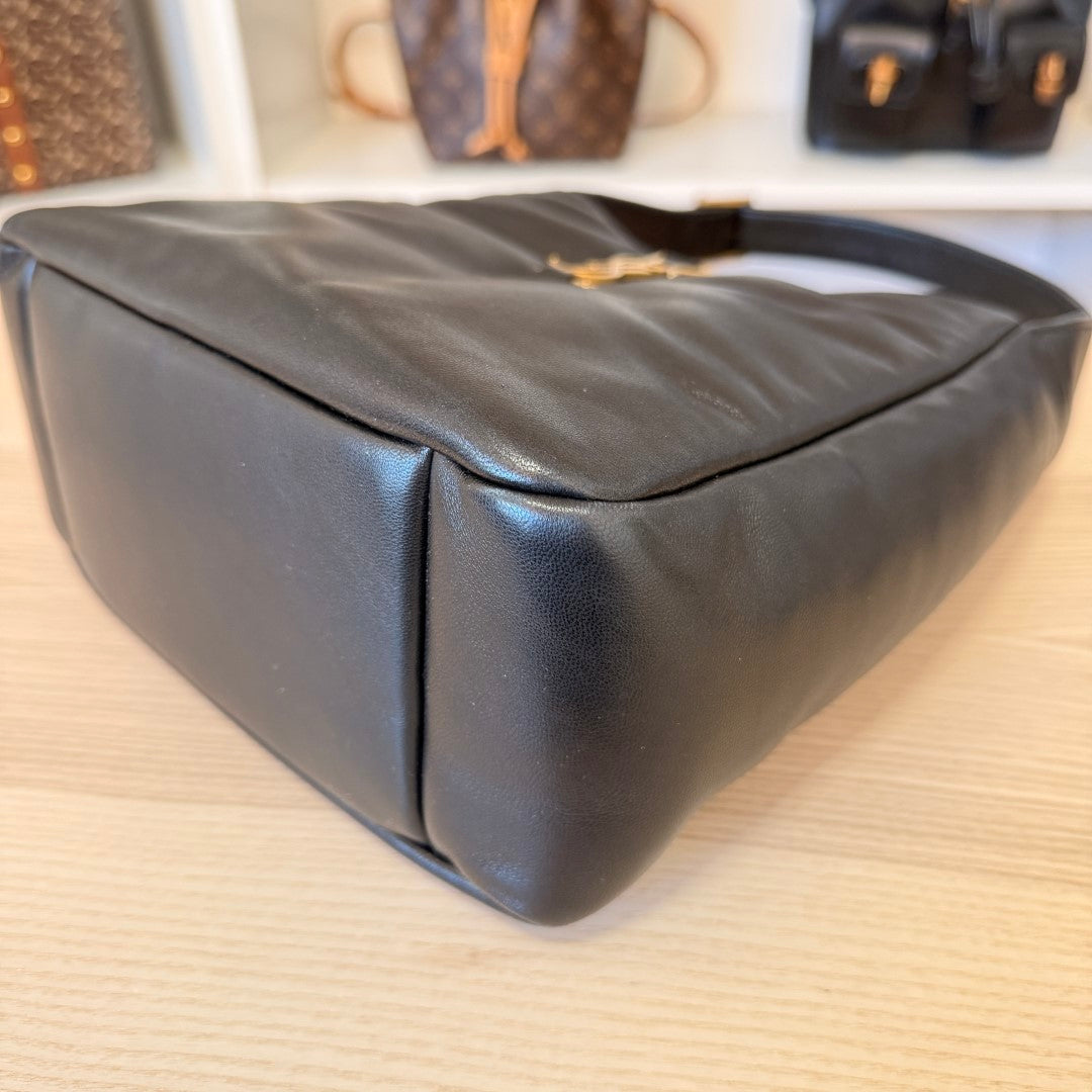 Saint Laurent YSL Padded Lambskin Small Le 5 A 7 Supple Hobo Black