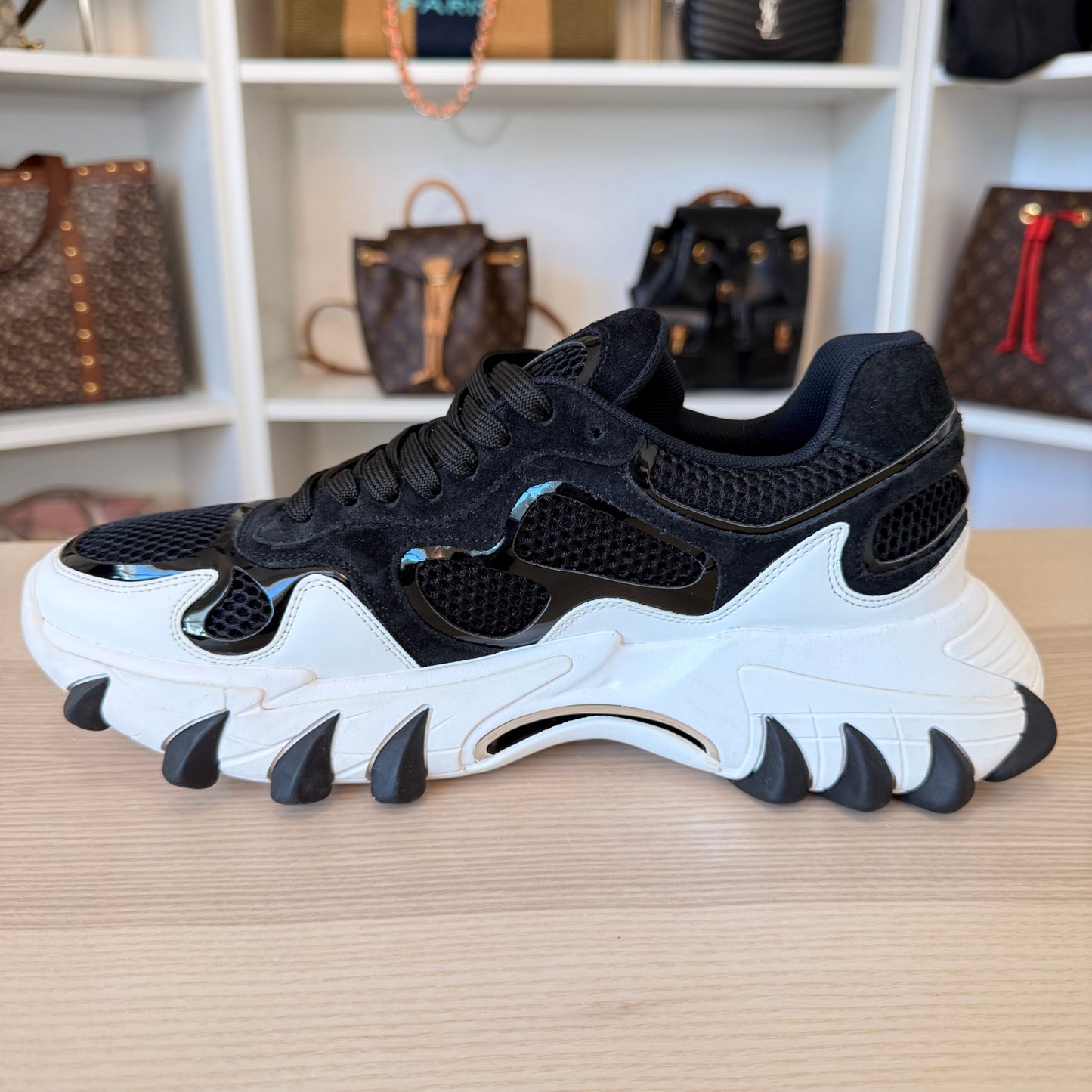 Balmain B-East Sneakers Size 9 US / 42 EU Black/White