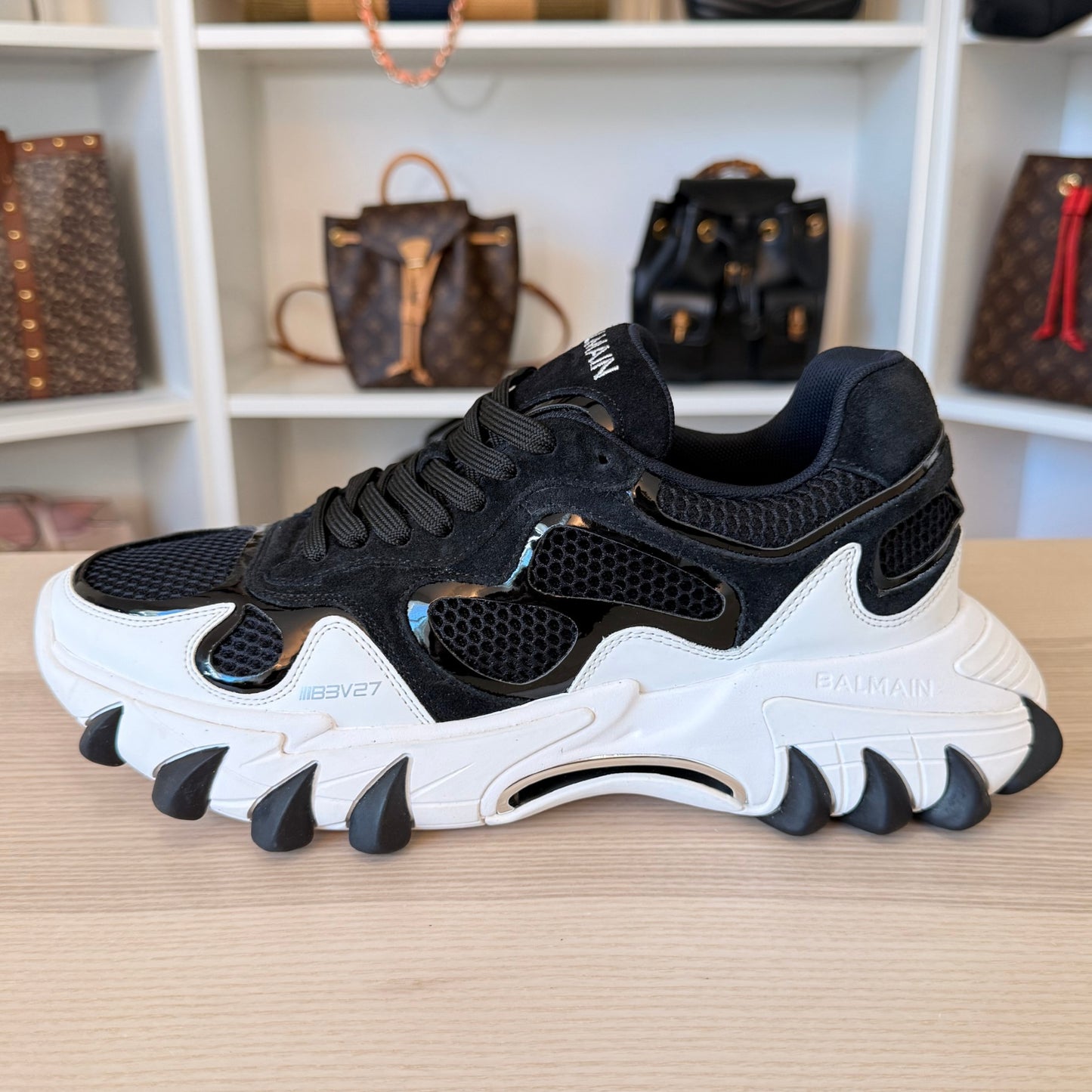 Balmain B-East Sneakers Size 9 US / 42 EU Black/White