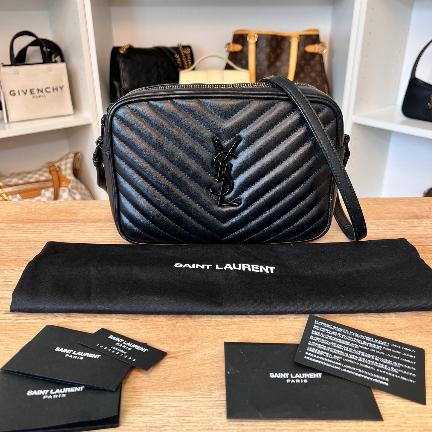 Saint Laurent Calfskin Monogram Lou Camera Bag Black Hardware