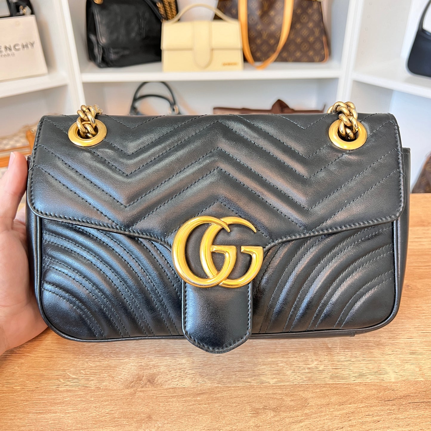 Gucci Matelasse Small GG Marmont Shoulder Bag Black