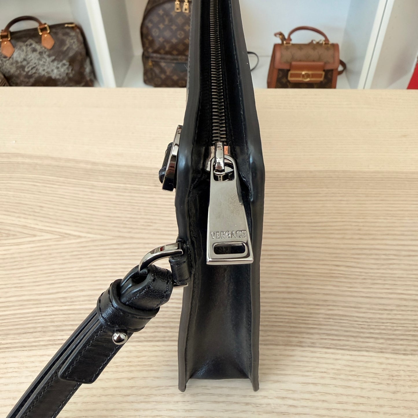 Versace Raffia Pouch Clutch/Wristlet/Crossbody Bag