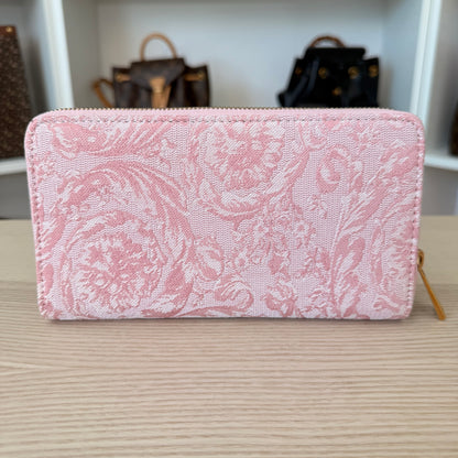 Versace Athena Zip Around Wallet Jacquard Leather Pink