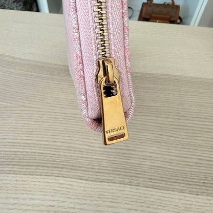 Versace Athena Zip Around Wallet Jacquard Leather Pink
