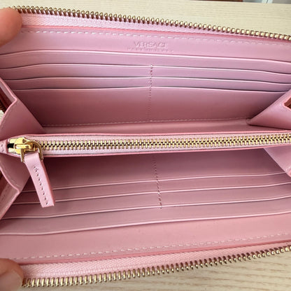 Versace Athena Zip Around Wallet Jacquard Leather Pink