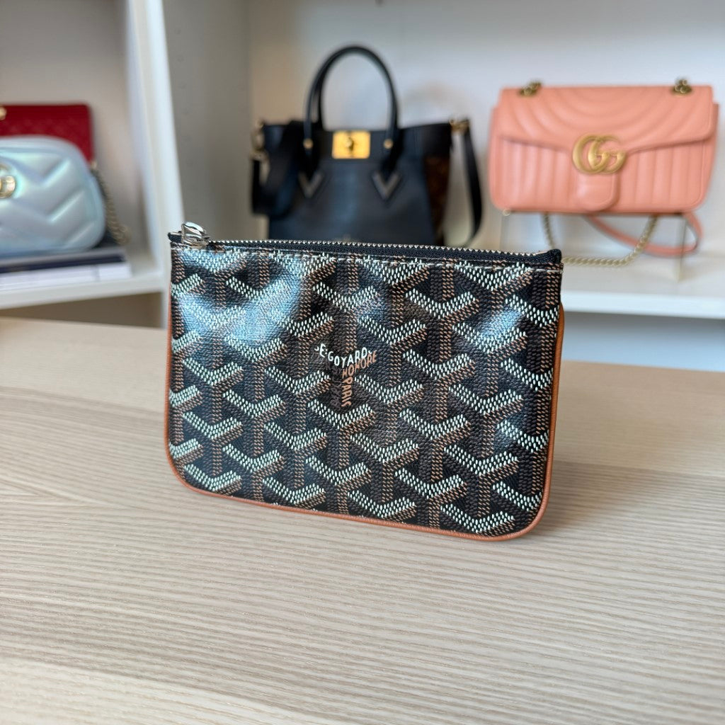 Goyard Goyardine Mini Senat Pochette Black and Tan