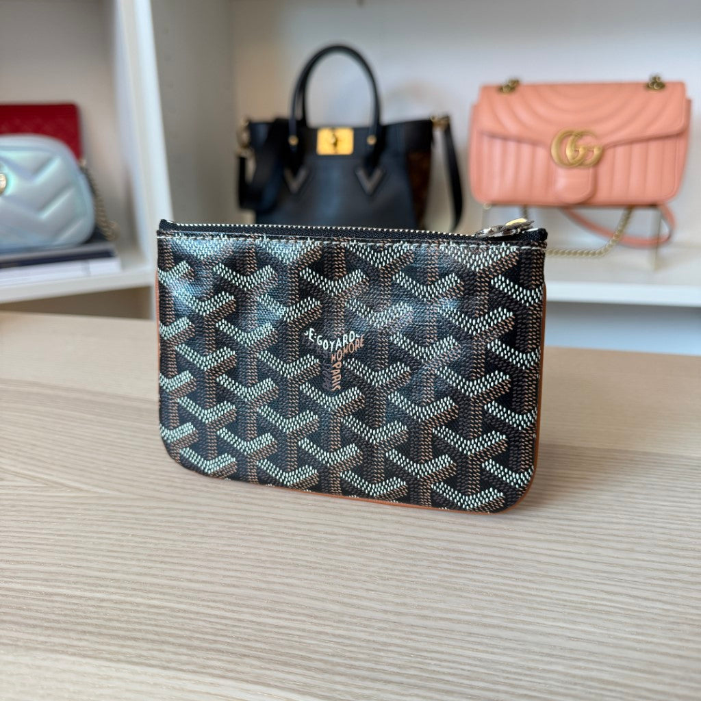 Goyard Goyardine Mini Senat Pochette Black and Tan