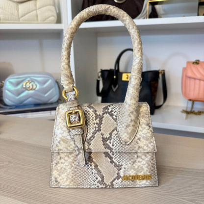 Jacquemus Goatskin Python Embossed Le Chiquito Moyen Beige