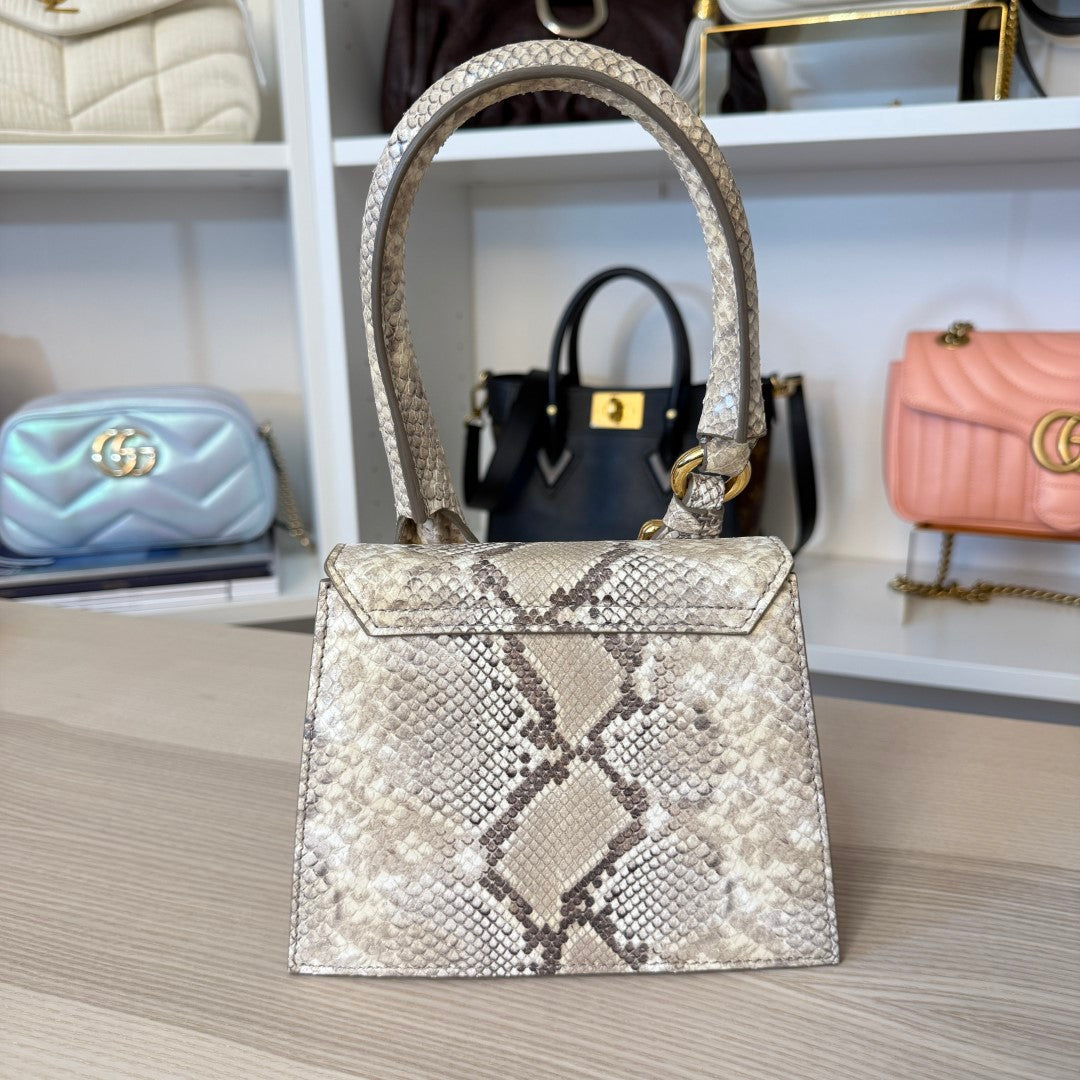 Jacquemus Goatskin Python Embossed Le Chiquito Moyen Beige