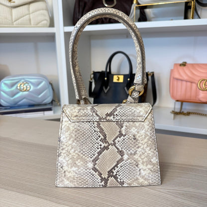 Jacquemus Goatskin Python Embossed Le Chiquito Moyen Beige
