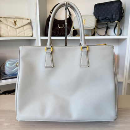 Prada Saffiano Large Galleria Double Zip Tote Grey