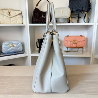 Prada Saffiano Large Galleria Double Zip Tote Grey