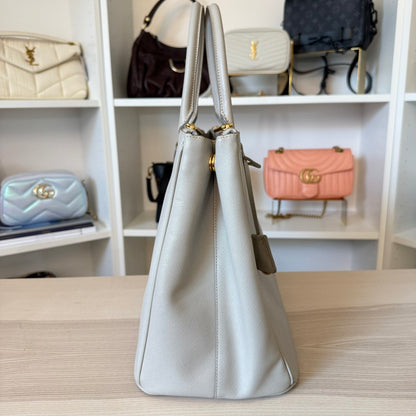 Prada Saffiano Large Galleria Double Zip Tote Grey