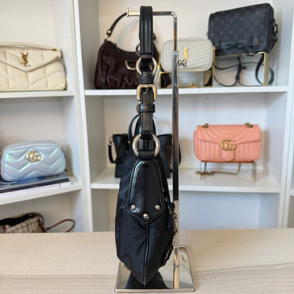 Prada Tessuto Nylon Vela Raso Bear Hobo Black