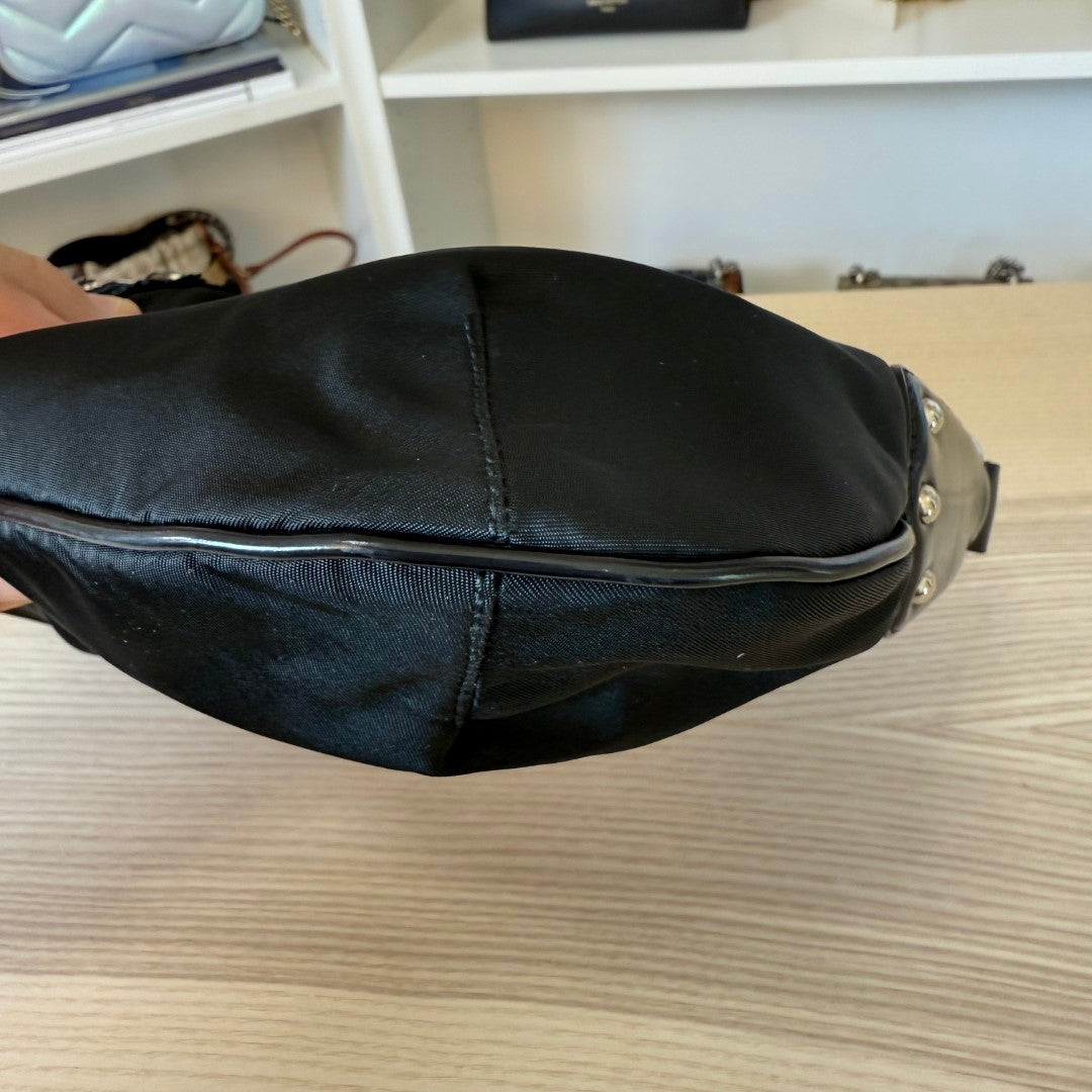 Prada Tessuto Nylon Vela Raso Bear Hobo Black