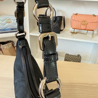 Prada Tessuto Nylon Vela Raso Bear Hobo Black