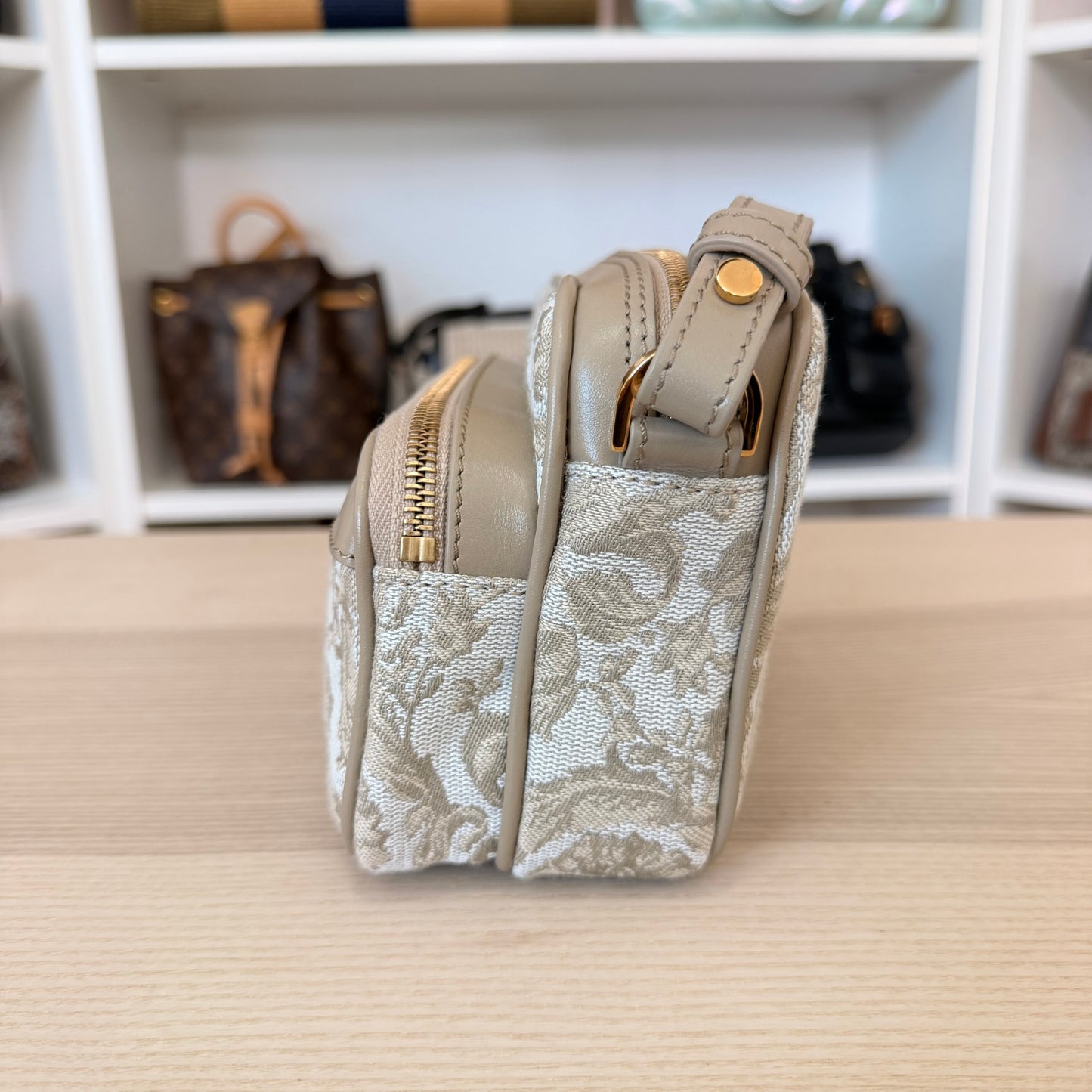 Versace Jacquard Crossbody Bag Beige