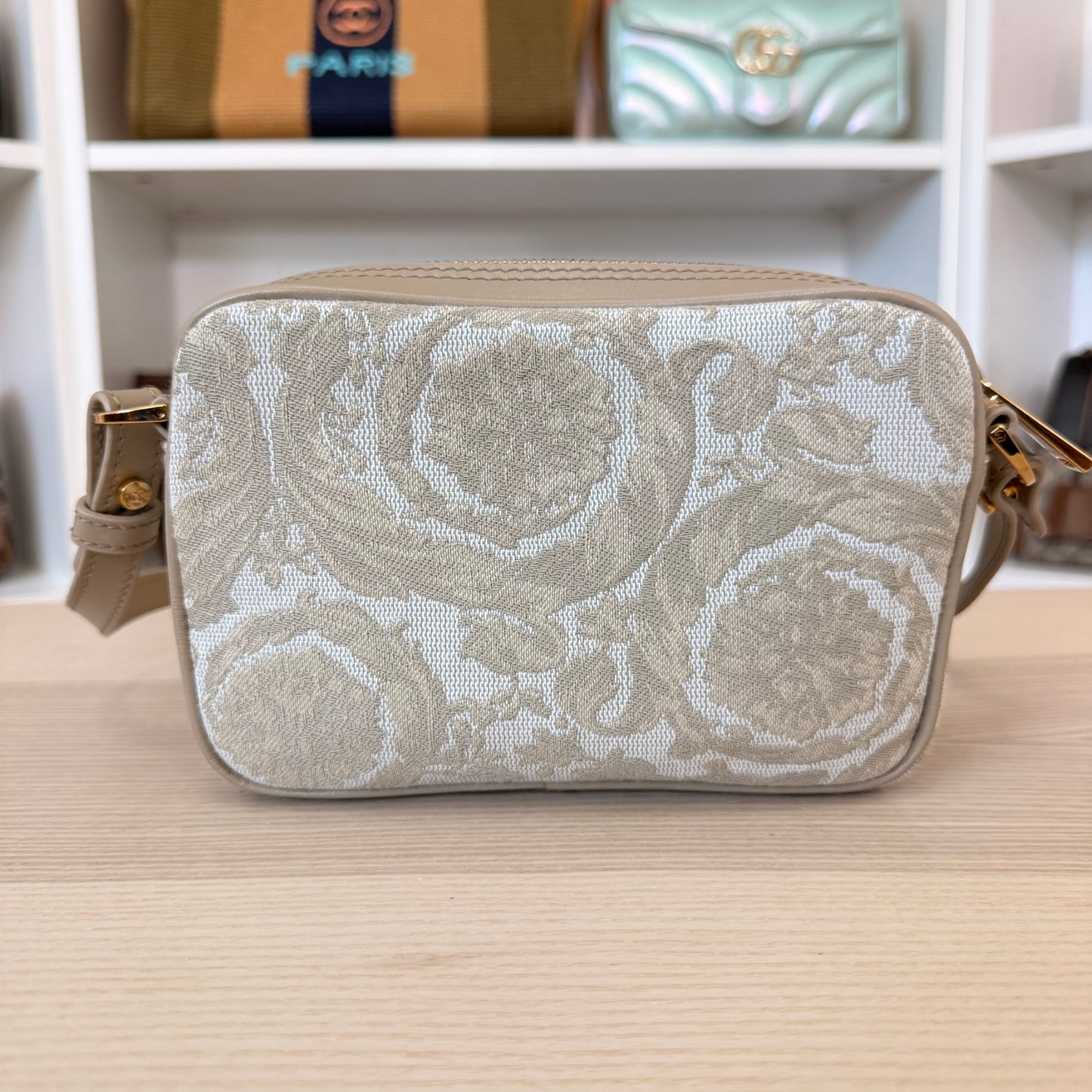 Versace Jacquard Crossbody Bag Beige