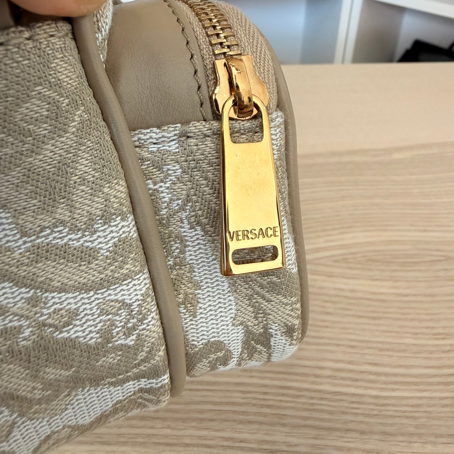 Versace Jacquard Crossbody Bag Beige