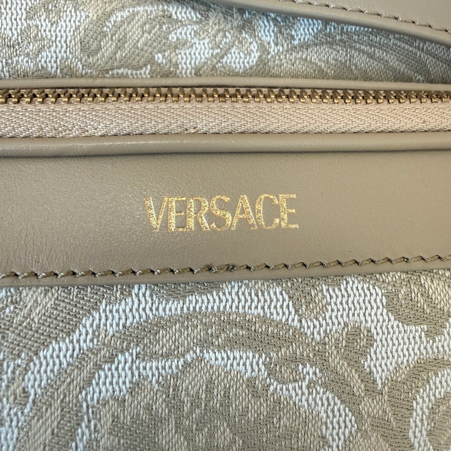 Versace Jacquard Crossbody Bag Beige