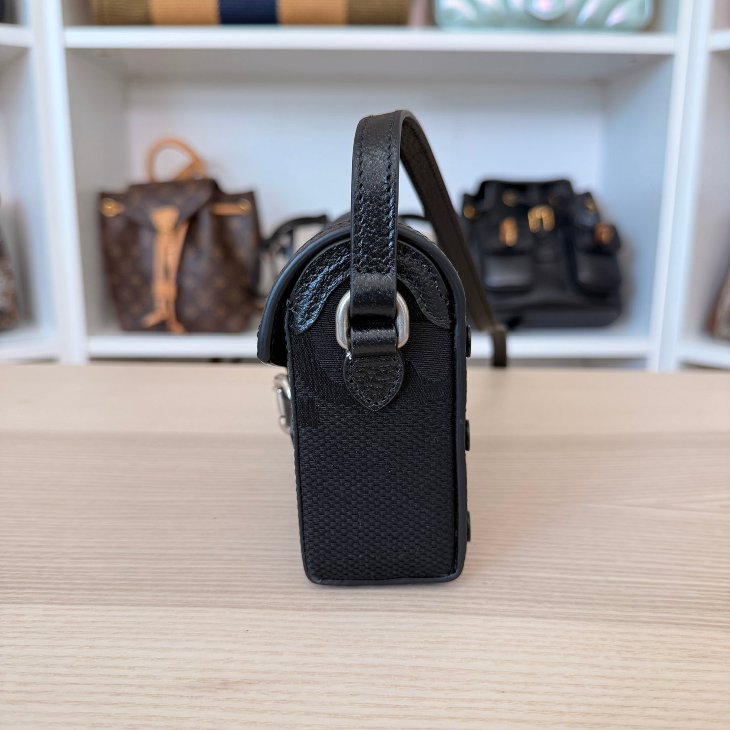 Gucci Monogram Jumbo GG Mini Horsebit 1955 Shoulder Bag Black