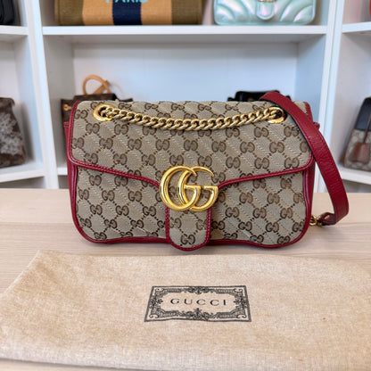 Gucci Monogram GG Azalea Matelasse Marmont Chain Shoulder Bag Beige Ebony